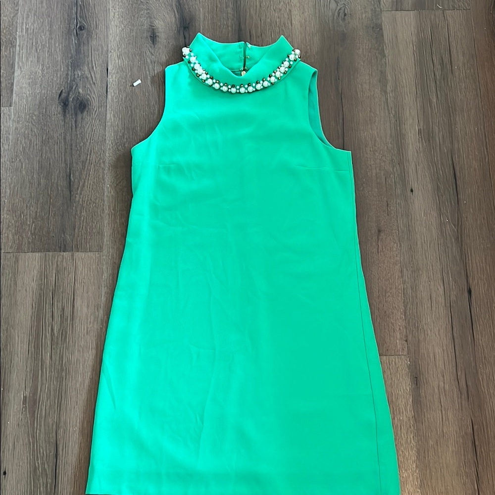 Emerald Green Dress with Pearl Detailing